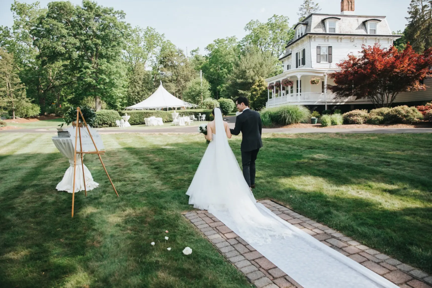 wedding couple on the lawn wedding couple on the lawn
